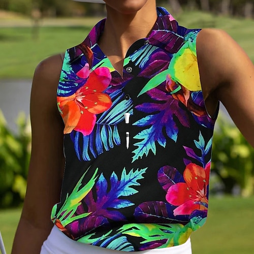 

Mujer Camisas de polo Camiseta de golf ropa de golf Transpirable Secado rápido Suave Sin Mangas Camiseta Ajuste regular Floral Verano Primavera Golf Bádminton