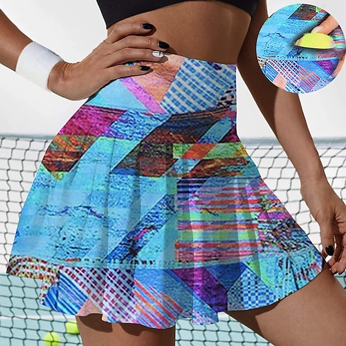 

Damen Tennisrock Golfrock Atmungsaktiv Schnelltrocknend Feuchtigkeitsableitung Röcke Tennisbekleidung 2 in 1 mit handytasche Batik Bedruckt Sommer Tennis Golfspiel Pickleball