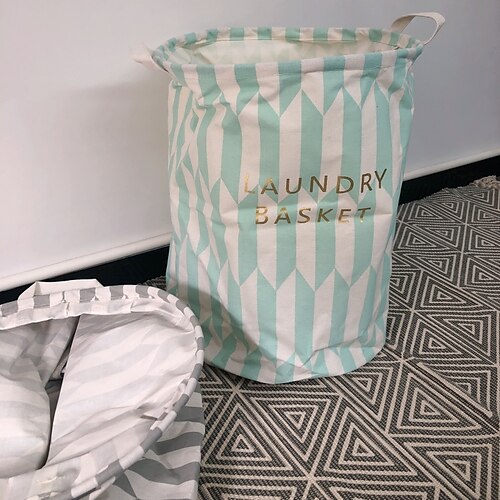 1Pc Cotton Linen Dirty Laundry Basket Foldable Round Waterproof