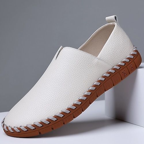 

Homens Mocassins e Slip-Ons Sapatos Confortáveis Negócio Esportivo Casual Diário Escritório e Carreira Caminhada Pele Napa Respirável Antiderrapante Preto Branco Primavera Outono