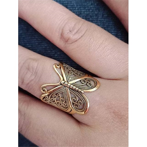 

bagues pour femmes bijoux papillon en filigrane mode bague ajustable à ouverture tout match (argent) rétro sculpté gros papillon enveloppant à la mode bagues bijoux