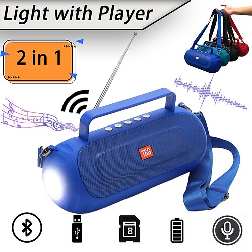 

t g tg803 novo alto-falante bluetooth alto-falante sem fio alto-falante portátil ao ar livre antena telescópica com luz led alça de ombro