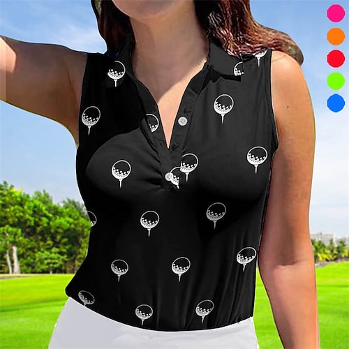 

Mujer Camisas de polo Camiseta de golf Polo con botones Transpirable Secado rápido Dispersor de humedad Sin Mangas Ropa de golf ropa de golf Ajuste regular Impreso Verano Tenis Golf pepinillo