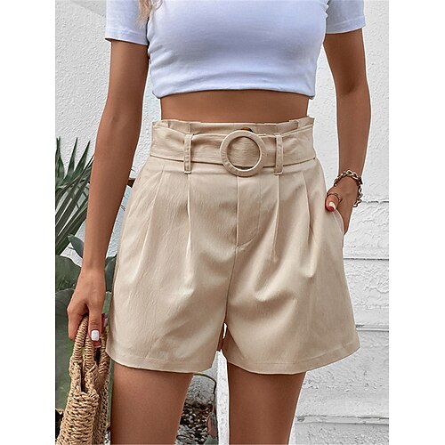 

Femme Short Abricot Taille haute Vêtement de rue Décontractées Confort Vacances Casual Quotidien Fin de semaine Poche Court Confort Plein S M L XL