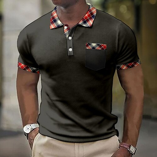 

Herren Waffel-Poloshirt Polos mit Knöpfen Revers-Polo Poloshirt Golfhemd Grafik-Drucke Geometrie Umlegekragen Schwarz Weiß Blau Purpur Grün Outdoor Strasse Kurzarm Bedruckt Bekleidung Modisch