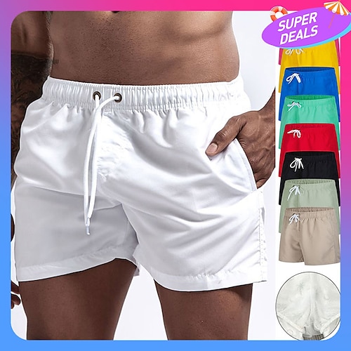 

Men's Swim Shorts Swim Trunks Quick Dry Board Shorts Bathing Suit Breathable Drawstring With Pockets - Swimming Surfing Beach Water Sports Solid Colored Spring Summer