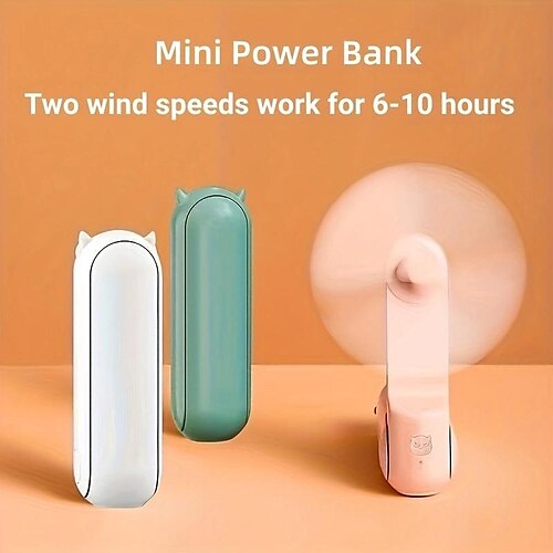 

mini ventilador de mão, ventilador de mão, ventilador de bolso portátil recarregável por usb, ventilador operado por bateria com banco de potência, viagem, ao ar livre