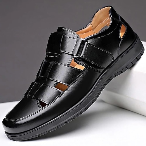 

Herren Sandalen Lederschuhe Komfort Schuhe Brautkleider schlicht Täglich Leder Atmungsaktiv Schwarz Braun Sommer