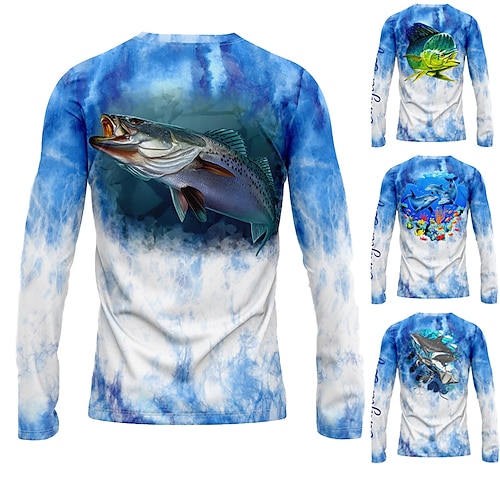 

Homens Camisa de pesca camisa de desempenho Exterior Manga Longa Proteção Solar UPF50 Respirável Secagem Rápida Leve Blusas Primavera Outono Ao ar livre Pesca Acampar e Caminhar Azul Marinho Azul