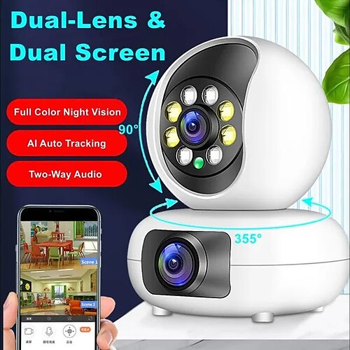 

double lentille double écran 1080p hd wifi sans fil 355 caméra ip surveillance cctv caméra bébé moniteur caméra de sécurité à domicile détection de mouvement caméra interphone audio bidirectionnelle