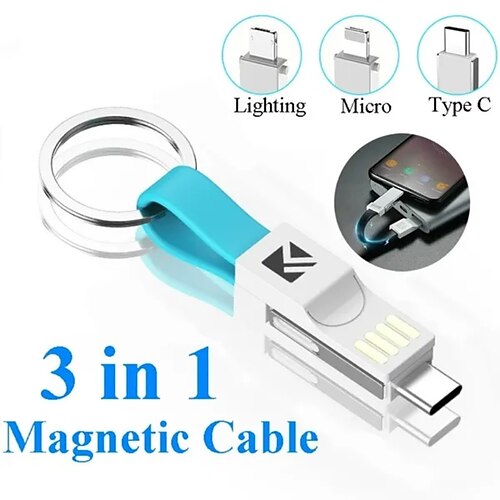 

3-in-1-USB-Kabel, Micro-USB-Typ-C-Beleuchtungskabel für iPhone XR x Samsung, Huawei 2a Mini, Schlüsselanhänger, Ladegerät, Ladekabel