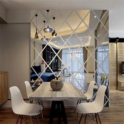 

Mirror Stickers Diamonds 3D Acrylic Triangles Self-adhesive DIY Wall Mirror Stickers for Living Room Home Art Decor 17/32/58pcs