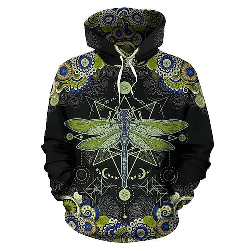 

Men's Pullover Hoodie Sweatshirt Green Hooded Graphic Prints Insects Print Daily Sports 3D Print Designer Ethnic Casual Spring Fall Clothing Apparel Hoodies Sweatshirts