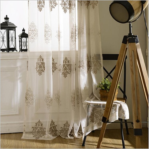 

Panneaux de rideaux transparents rideaux à œillets/œillets pour salon chambre à coucher, rideau de ferme brodé pour cuisine balcon porte fenêtre traitements chambre assombrissement