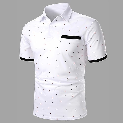 

Homens Polos de botões Camiseta Polo Casual Feriado Lapela Manga Curta Moda Básico Poá Clássico Verão Normal Branco Polos de botões