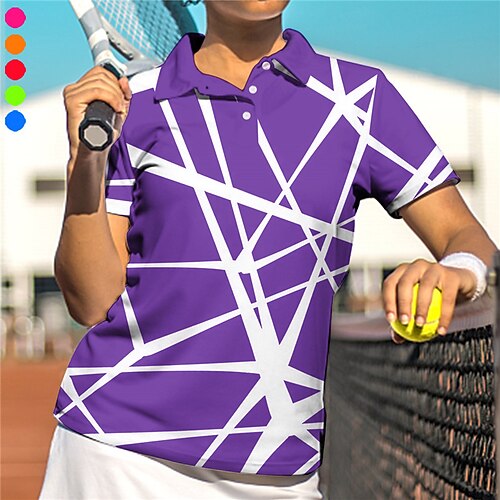 

Mulheres Camisa polo de caminhada Camisa de golfe Pólo de botões Respirável Secagem Rápida Pavio Humido Manga Curta Vestuário de golfe Roupas de golfe Normal Estampado Verão Tênis Golfe Pickleball