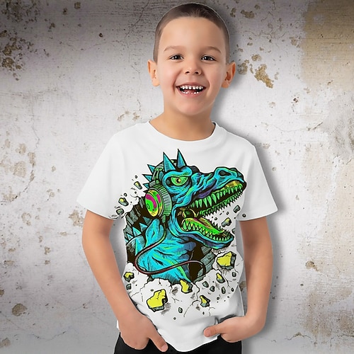 

Para Meninos Camiseta Manga Curta Camisa Camiseta Gráfico Animal Dinossauro Impressão 3D Ativo Esportes Moda Poliéster Ao ar livre Casual Diário Infantil Crewneck 3-12 anos Gráfico impresso em 3D