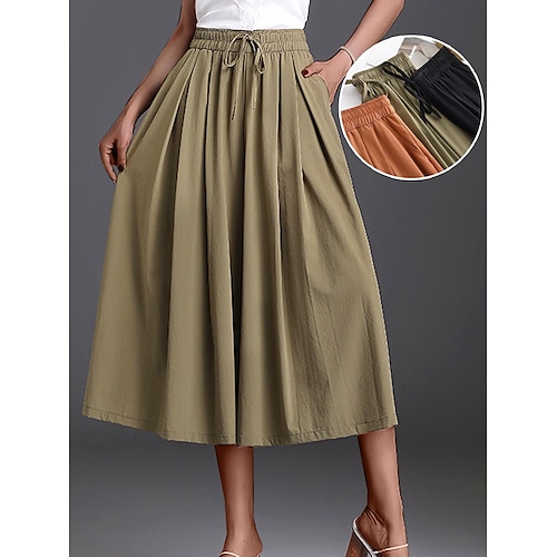 

Mujer Perneras anchas pantalones cortos capri Negro Naranja Verde Ejército Alta cintura Ropa de calle Casual Confort Vacaciones Casual Diario Fin de semana Bolsillo Medio corto Comodidad Plano L XL