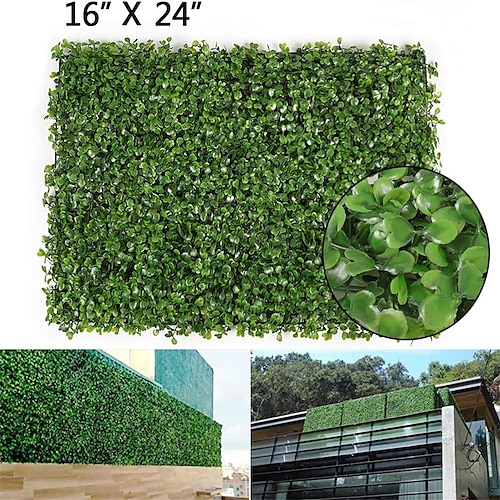 

1pc Plastic Artificial GrassWall Panel Hedge Greenery UV Protection Green Decor Privacy Fence For Wall Decor