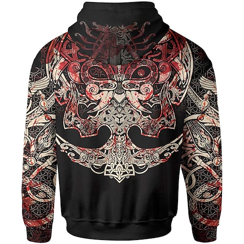 

Men's Pullover Hoodie Sweatshirt Red Hooded Bohemian Style Graphic Prints Print Daily Sports 3D Print Designer Ethnic Casual Spring Fall Clothing Apparel Hoodies Sweatshirts