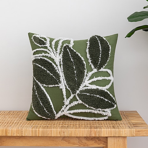 

boho geométrico tufted leaf throw fundas de almohada suave granja tejida borla acento fundas de almohada moderno tribal texturizado decorativo cuadrado funda de cojín