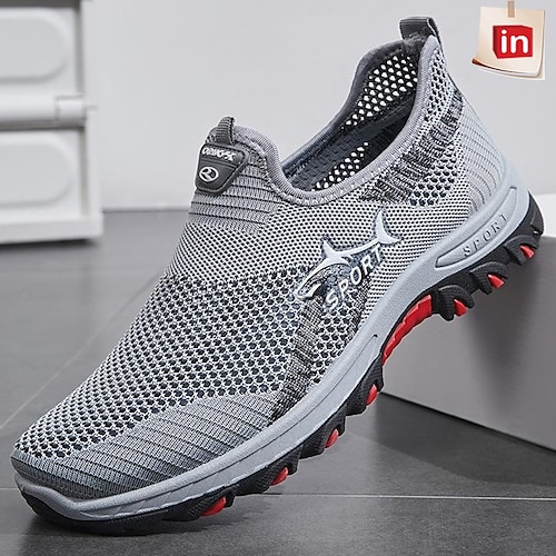 

Men's Sneakers Casual Shoes Sporty Look Flyknit Shoes Running Hiking Fitness & Cross Training Shoes Vintage Sporty Casual Outdoor Daily Tissage Volant Breathable Loafer Black Grey Summer Spring