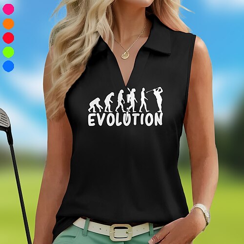 

Damen poloshirt Golfhemd Atmungsaktiv Schnelltrocknend Feuchtigkeitsableitung Ärmellos Golfbekleidung Golfkleidung Regular Fit V-Ausschnitt Bedruckt Sommer Tennis Golfspiel Pickleball