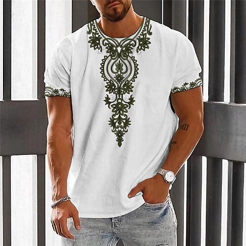 

Homme T shirt Tee Graphic Floral Col Ras du Cou Vêtement Tenue 3D effet Extérieur du quotidien Manche Courte Imprimer Mode Design Ethnique