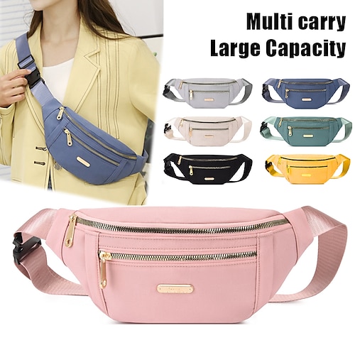 

Women's Crossbody Bag Shoulder Bag Chest Bag Belt Bag Oxford Cloth Outdoor Shopping Zipper Large Capacity Foldable Lightweight Solid Color Black White Yellow
