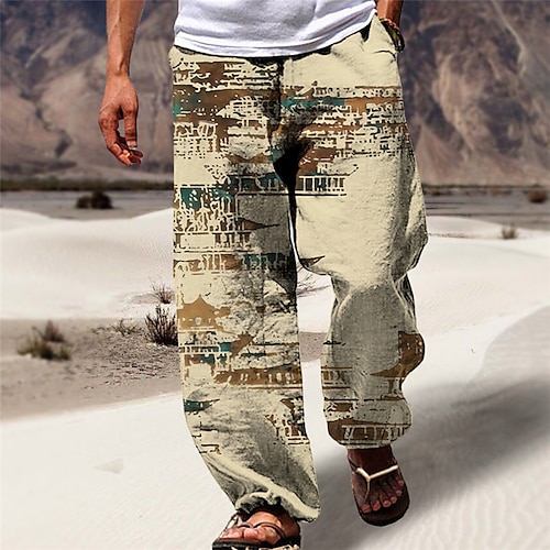 

Herren Hose Hosen Sommerhosen Strandhose Kordelzug Elastische Taille 3D-Druck Grafik-Drucke Geometrie Komfort Casual Täglich Festtage Strassenmode Hawaiianisch Hellgrün Marineblau