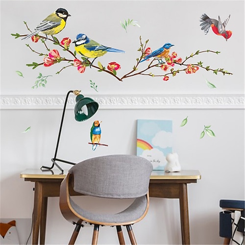 

Bird Branches Stickers Flowers PVC Frosted Stickers living Room Room Background Wall Decoration Self-Adhesive Wall Stickers 6030cm