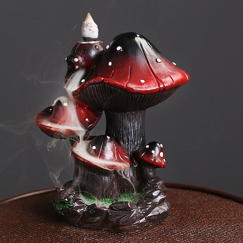 

Mushroom Resin Backflow Incense Burner, Incense Holder Creative Home Craft Decoration (without Fragrant Granules)