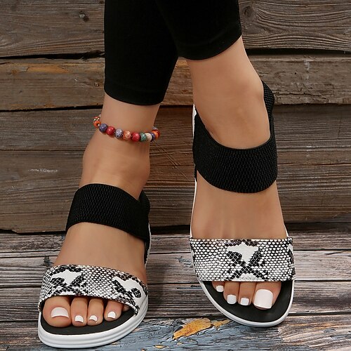 

Damen Sandalen Turnschuhe Flache Sandalen Komfort Schuhe Übergrössen Täglich Strand Sommer Funkelnder Glitzer Flacher Absatz Offene Spitze Modisch Basic Brautkleider schlicht Leder Klettverschluß