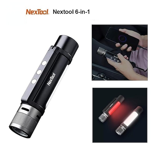 

nextool ao ar livre 6 em 1 zoom lanterna multifuncional som portátil luz alarme 1000lm ipx4 à prova d'água 2600mah led power