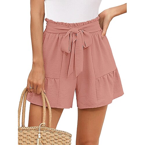 

Mulheres Calção Calças Marron Escuro Preto Amarelo Cintura Alta Ativo Casual Conforto Férias Casual / Diário Final de semana Frufru Curto Respirável Tecido S M L XL 2XL