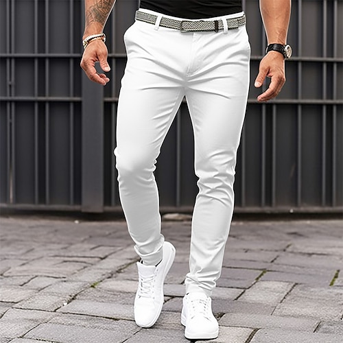 

Men's Trousers Chinos Summer Pants Casual Pants Front Pocket Plain Comfort Breathable Casual Daily Holiday Fashion Basic Pumpkin Black