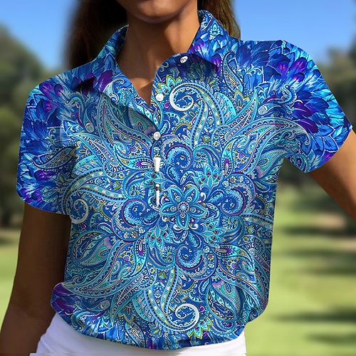 

Mujer Camisas de polo Camiseta de golf Polo con botones Transpirable Secado rápido Dispersor de humedad Manga Corta Ropa de golf ropa de golf Ajuste regular Cachemir Verano Tenis Golf pepinillo