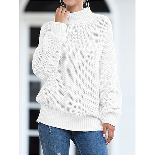 

Damen Pullover Strickwaren Gehäkelt Stricken überdimensional Feste Farbe Ständer Stilvoll Brautkleider schlicht Outdoor Täglich Sommer Herbst Schwarz Weiß Hellgrün S