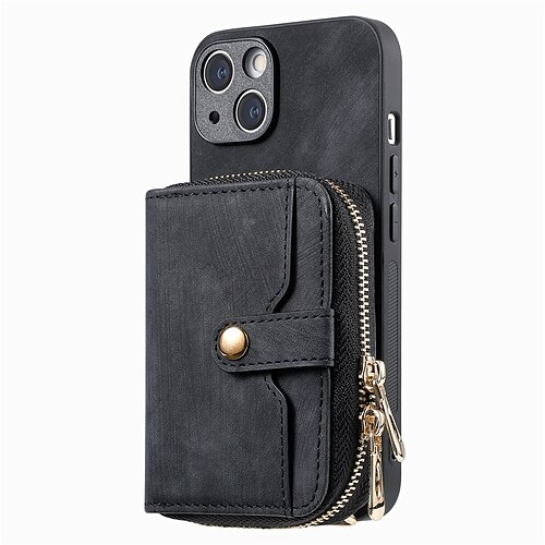 For iPhone 15 14 13 12 11 Pro Max Leather Wallet Card Holder Zipper Case  Cover