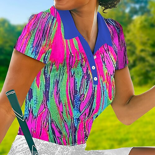 

Damen poloshirt Golfhemd Geknöpftes Poloshirt Atmungsaktiv Schnelltrocknend Feuchtigkeitsableitung Kurzarm Golfbekleidung Golfkleidung Regular Fit Bedruckt Sommer Tennis Golfspiel Pickleball