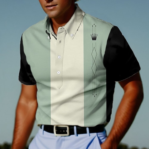 

Herren poloshirt Golfhemd Atmungsaktiv Schnelltrocknend Feuchtigkeitsableitung Kurzarm Golfbekleidung Golfkleidung Regular Fit Farbblock Sommer Tennis Golfspiel Pickleball