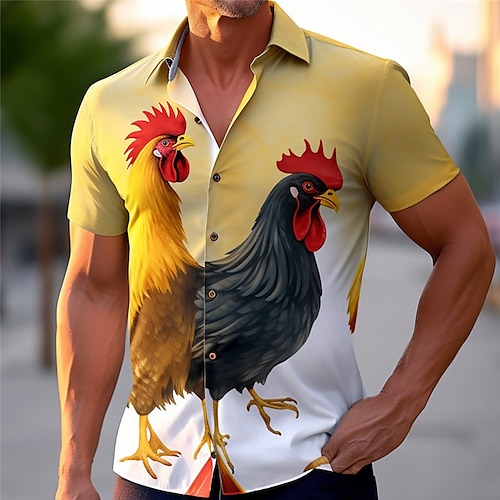 

Homens Camisa Social Estampas Abstratas Turquia Aberto para a Lateral Branco Amarelo Rosa Vermelho Cáqui Ao ar livre Rua Manga Curta Imprimir Roupa Moda Designer Casual Macia