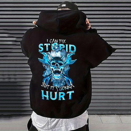 

Herren Hoodie Sweatshirt Kapuze Schwarz Blau Braun Grau Mit Kapuze Totenkopf Motiv Grafik-Drucke Bedruckt Täglich Sport 3D-Druck Strassenmode Designer Basic Frühling Herbst Bekleidung