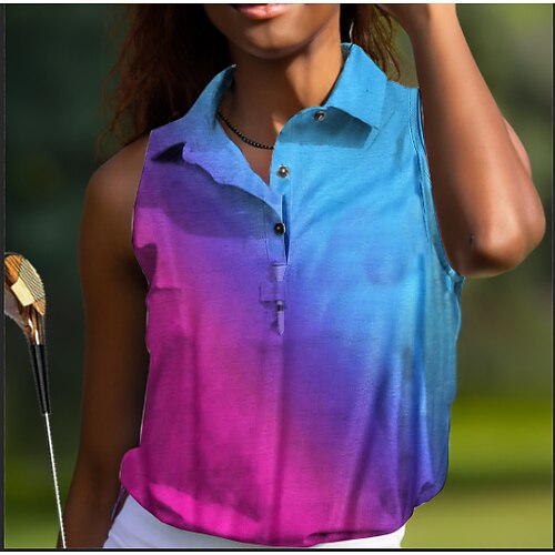 

Mulheres Camisa polo de caminhada Camisa de golfe Pólo de botões Respirável Secagem Rápida Pavio Humido Sem Manga Vestuário de golfe Roupas de golfe Normal Cores Gradiente Verão Tênis Golfe Pickleball