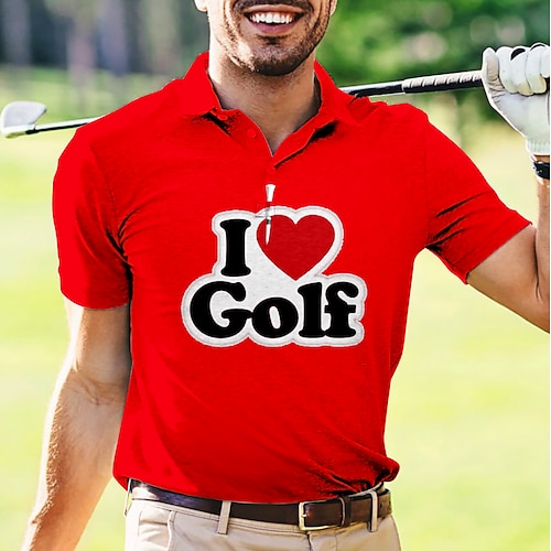 

Homens Camisa polo de caminhada Camisa de golfe Pólo de botões Respirável Secagem Rápida Pavio Humido Manga Curta Vestuário de golfe Roupas de golfe Normal Letra Verão Tênis Golfe Pickleball