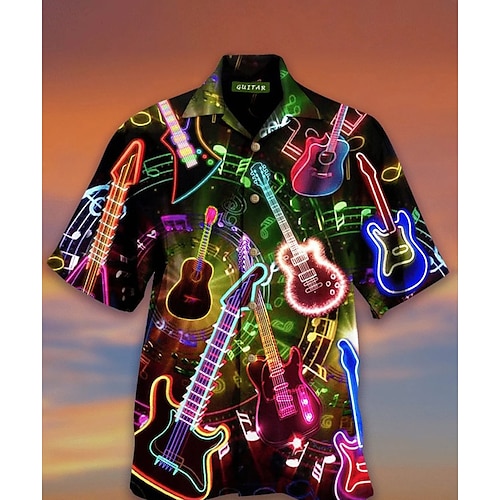 

Муж. Рубашка Походная рубашка Графическая рубашка Рубашка Алоха Музыкальный инструмент Отложной Черный Синий Темно-зеленый Светло-лиловый Лиловый 3D печать Праздники С короткими рукавами 3D С принтом