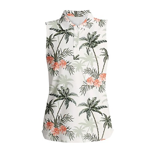 

Women's Polo Shirt Golf Shirt Button Up Polo Breathable Quick Dry Moisture Wicking Sleeveless Golf Apparel Golf Clothes Regular Fit Tree Summer Tennis Golf Pickleball
