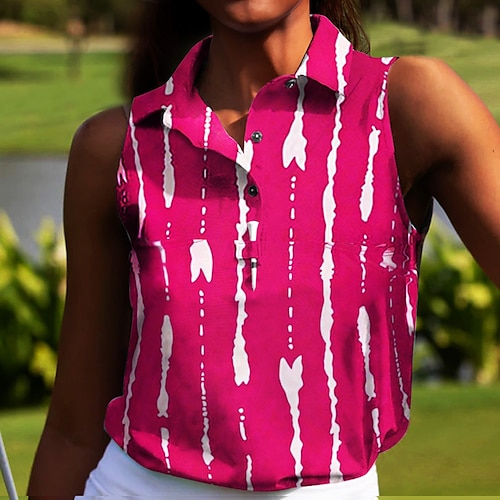 

Mulheres Camisa polo de caminhada Camisa de golfe Respirável Secagem Rápida Pavio Humido Sem Manga Vestuário de golfe Roupas de golfe Normal Em V Bloco de cor Verão Tênis Golfe Pickleball