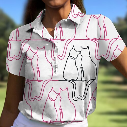 

Mulheres Camisa polo de caminhada Camisa de golfe Pólo de botões Respirável Secagem Rápida Pavio Humido Manga Curta Vestuário de golfe Roupas de golfe Normal Animal Verão Tênis Golfe Pickleball