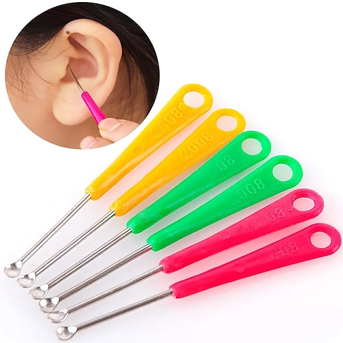 

10 unids/pack colorido mini earpick cureta portátil removedor de cera del oído de acero inoxidable limpiador de oídos cuchara herramientas de higiene del oído cuidado de la salud